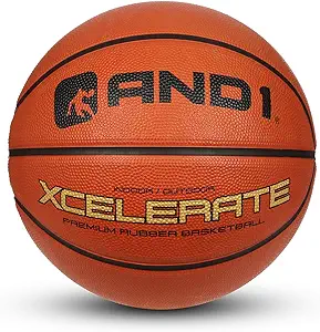 and1 xcelerate rubber basketball game ready official regulation size 7 streetball made for indoor/outdoor 