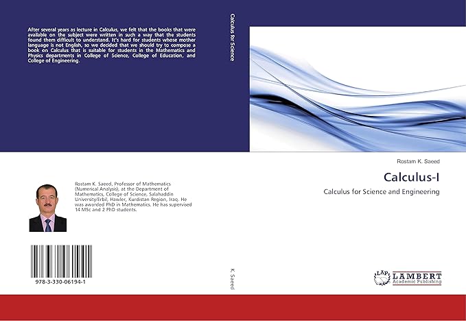 calculus i calculus for science and engineering 1st edition rostam k. saeed 3330061944, 978-3330061941