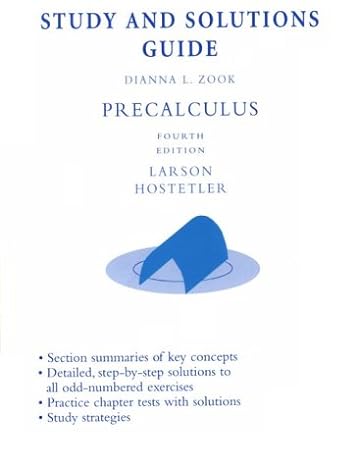 precalculus study and solutions guide 4th edition dianna l. zook 0669417432, 978-0669417432