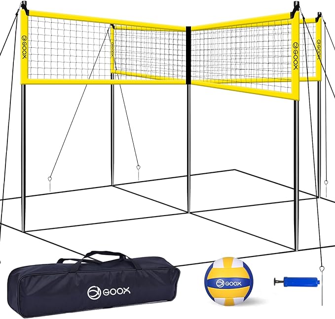 goox 4 square volleyball net game set 4 person for backyard beach  ‎goox b09nrcw8b8