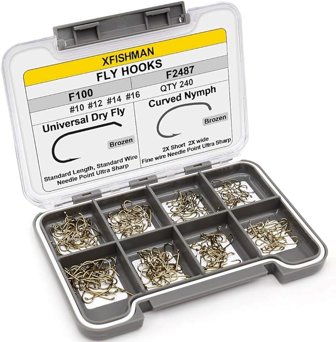 xfishman fly hooks for fly tying dry wet barbless bl nymph flies fishing hooks 10 assortment pack of 100 240