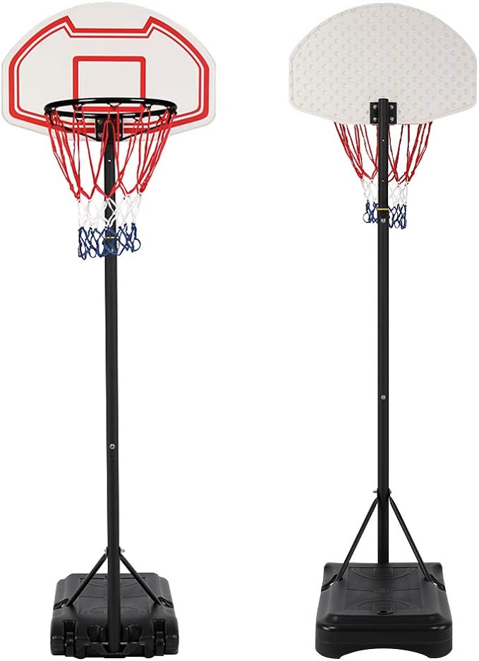 ?amzoss portable basketball hoop goal system 6 3ft 8 1ft adjustable height stand w/ 2 wheels  ?amzoss