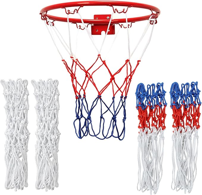 acrux7 4pcs basketball nets replacement heavy duty professional net all weather anti whip rims 12 loops 