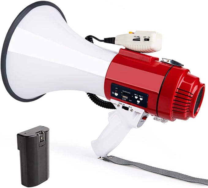 hornpro professional 50 watt bullhorn megaphone detachable microphone portable  ?hornpro b09v23rhn8