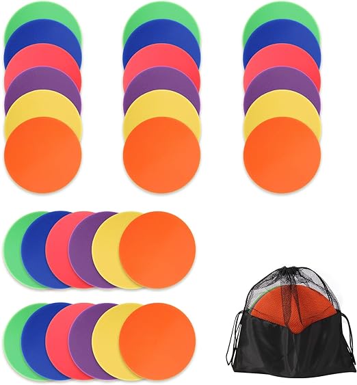 ?suprwin 9 inch poly vinyl spot markers non slip rubber agility markers flat field cones training 30 pcs 