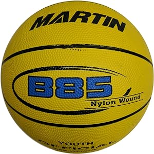 martin sports junior size 5 rubber nylon wound basketball yellow  martin b01nbknpg8