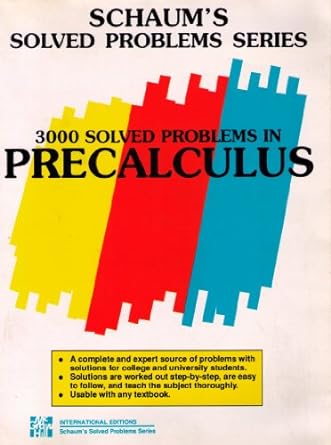 3000 solved problems in precalculus 1st edition philip a schmidt 0070553653, 978-0070553651