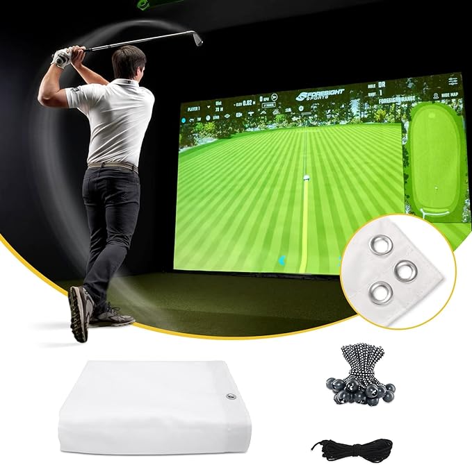 amazgolf golf simulator impact screen sizes 59 59 with 10 10ft golf net for golf training  ‎amazgolf