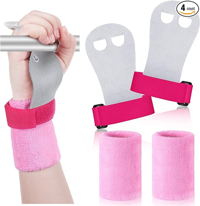 civaner 4 pieces gymnastics grips pink hand grips athletic wrist bands terry cloth football baseball 