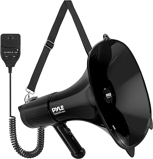 pyle 100 watt square megaphone bullhorn lightweight and portable loud air horn  pyle b0c1zznngl