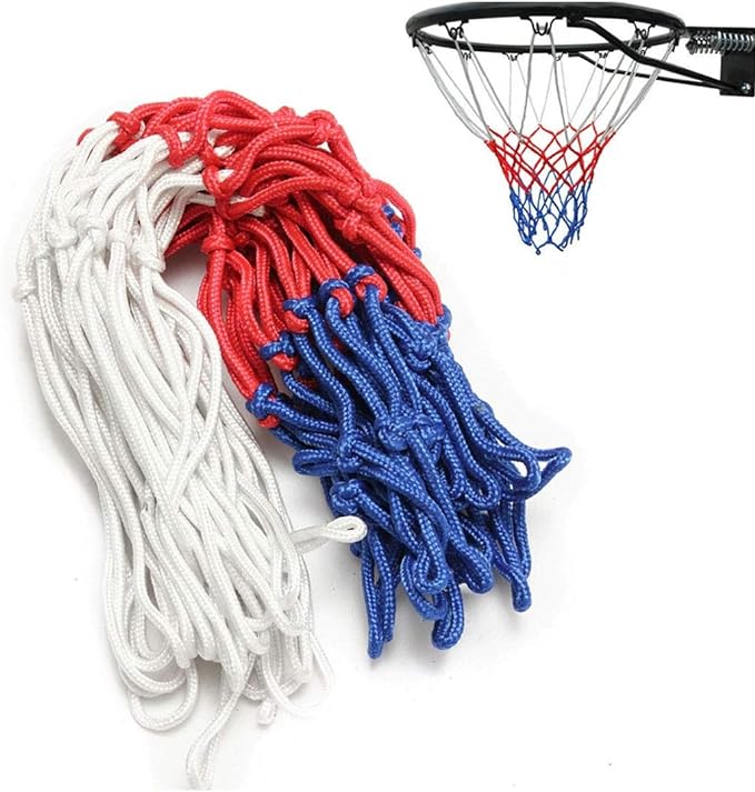 garasani 2 pack basketball net replacement 18 inches red white and blue net 3mm thread 12 loops  ‎garasani