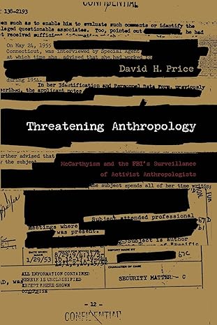 threatening anthropology 1st edition david h. price 0822333384, 978-0822333388