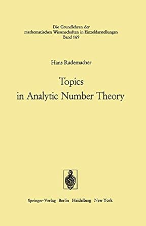 topics in analytic number theory 1st edition hans rademacher 3642806171, 978-3642806179