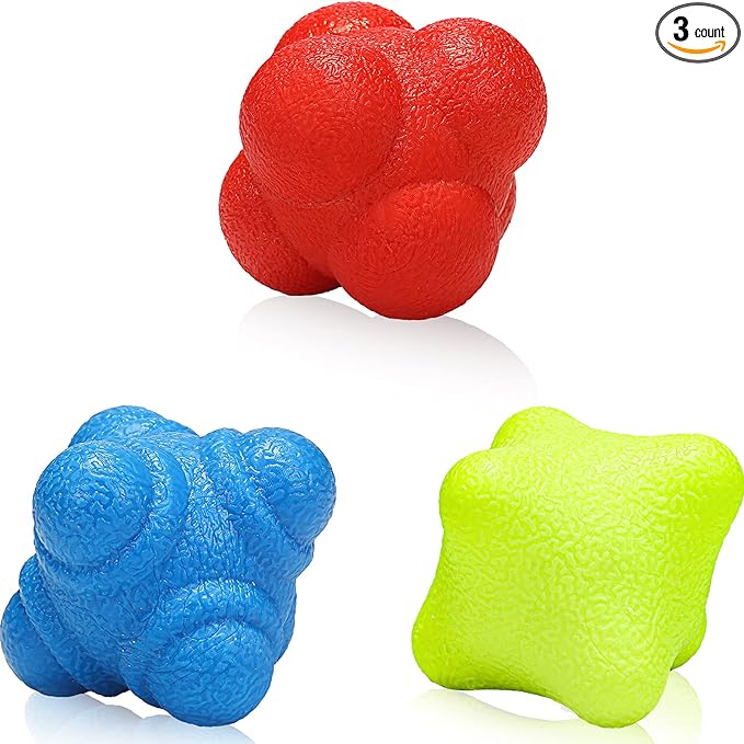 ‎Sumind 3 Pieces Reaction Balls Bounce Rubber Different Level Reaction Ball For Agility Reflex