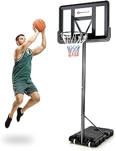 goplus portable basketball hoop outdoor 4 5ft 10ft height adjustable with 44 inch shatterproof backboard