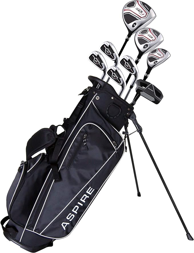 aspire xd1 teenager complete golf set includes driver fairway hybrid 7 8 9 wedge irons putter stand bag 3