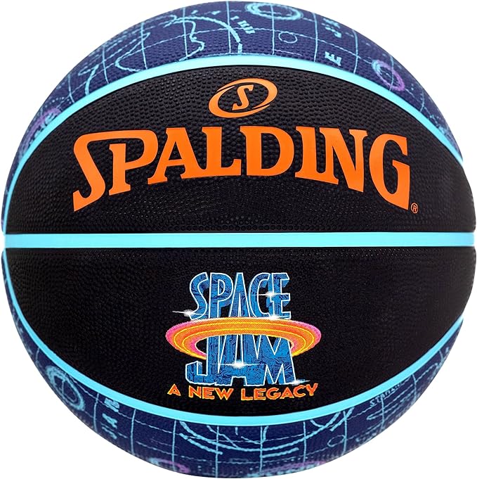 spalding space jam tune court ball 84560z unisex basketball black/blue/orange 7  ‎spalding b08ys4f3m4