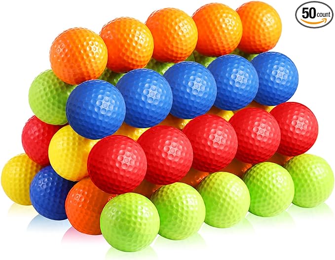 yunsailing 50 pack foam golf practice balls realistic feel flight training balls for indoor or outdoor 