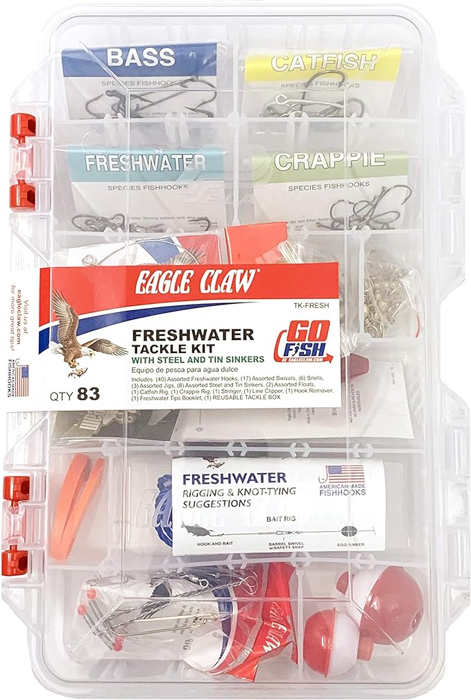 eagle claw e c fresh water tackle kit 83 piece ‎one size  ‎eagle claw b008mgck4s