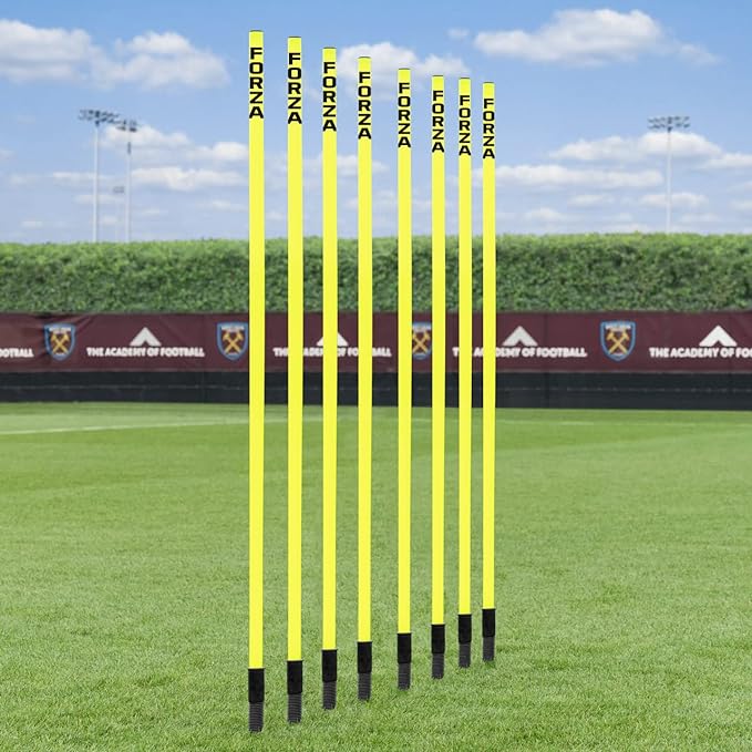 net world sports 6ft spring loaded slalom poles 8qty/qty available 25m or 34mm soccer/football  ?net world