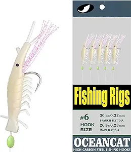 ‎ocean cat packs shrimp 5 hooks glow saltwater string hook fishing lure bait rig tackle ‎1/0  ‎ocean