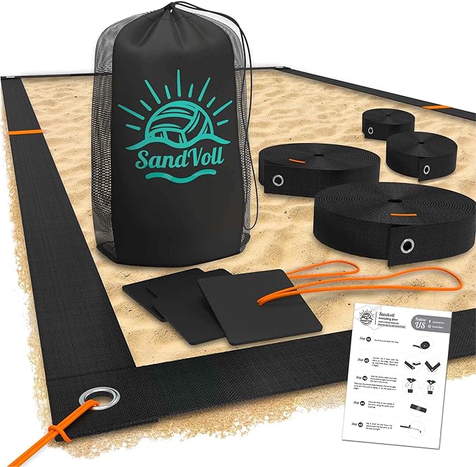 sandvoll beach volleyball lines for sand portable 2 inch boundary lines set for outdoor plus sand anchors 