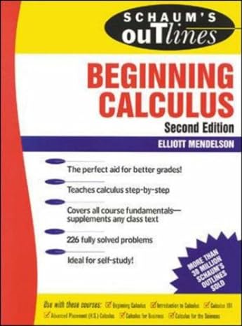 schaums outline of beginning calculus 2nd edition elliott mendelson 0070417334, 978-0070417335