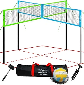 zdgao 4 way volleyball and badminton combo net with soft volleyball rubber 14ft x 14ft  ‎zdgao b0bppk52lv