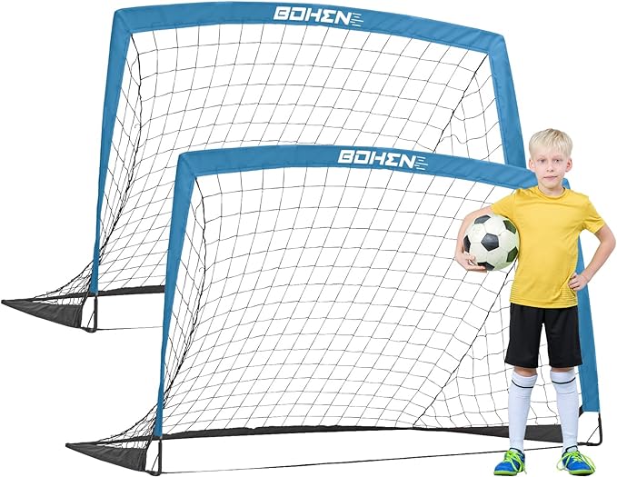 Bohen 5x3ft Soccer Goal Foldable Portable Soccer Net With All Weather For Backyard Kids