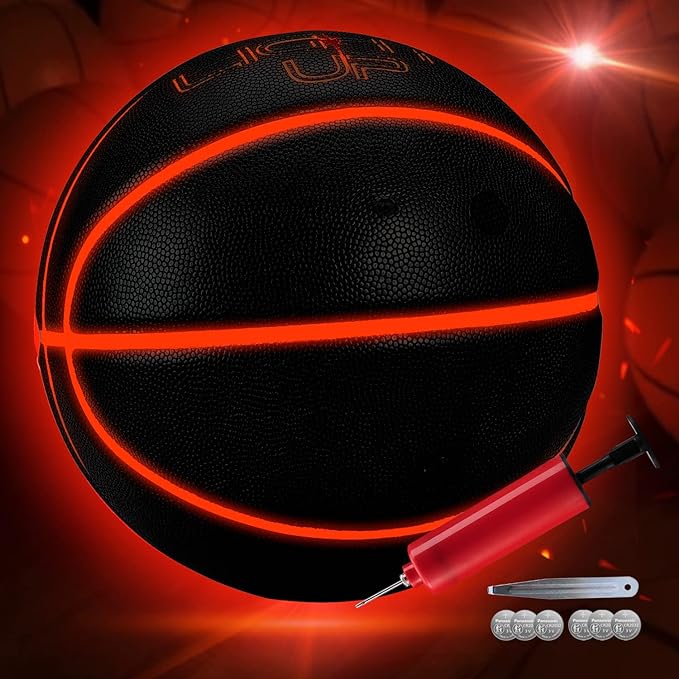 m a k led light up basketball glow in the dark 2 led bright lights official size 7 indoor and outdoor 