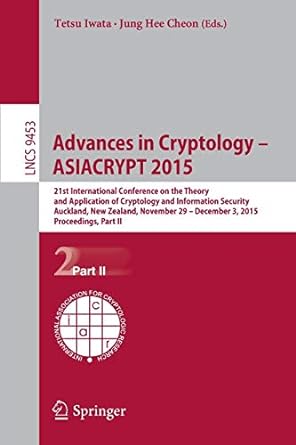 advances in cryptology asiacrypt 2015 21st international conference on the theory and application of