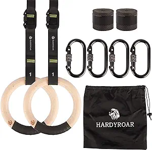 hardyroar wood gymnastic rings gym equipment for crossfit body training exercise and workout easy install