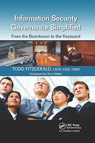 information security governance simplified from the boardroom to the keyboard 1st edition todd fitzgerald