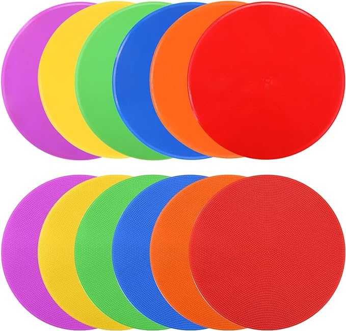 spot markers 9 inch 12 pack rubber floor dots non slip for training and drills two of each red orange yellow