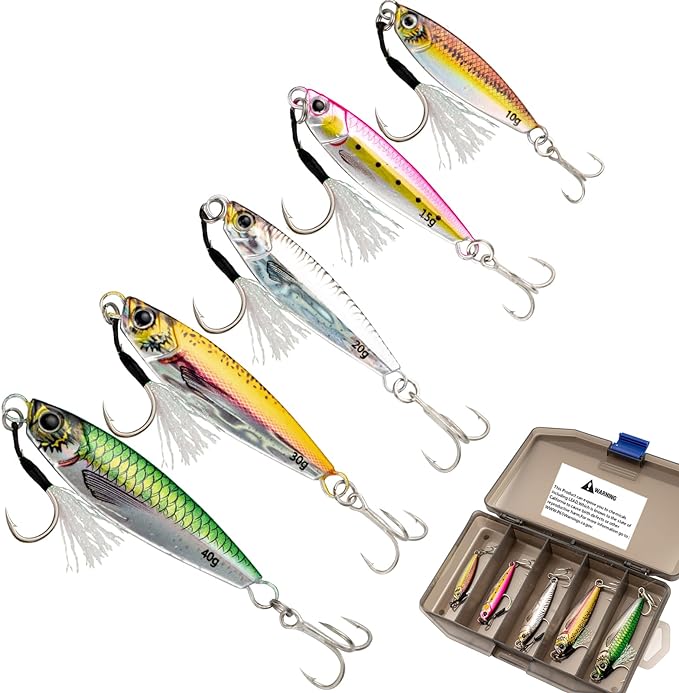 fishing jigs lures saltwater freshwater 80g 100g 120g with assist hook and treble hook 3d colors vertical