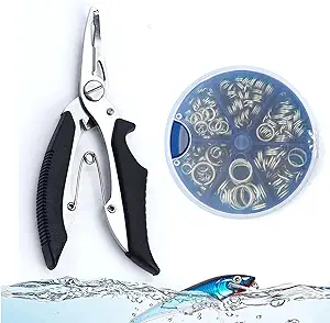 Alloygold Pack Of 211pcs Fishing Stainless Steel Split Rings 6 Sizes And Plier Set Split Ring Capable Of Withstanding Large Tensile Force And Fishing Plier Tool Kit