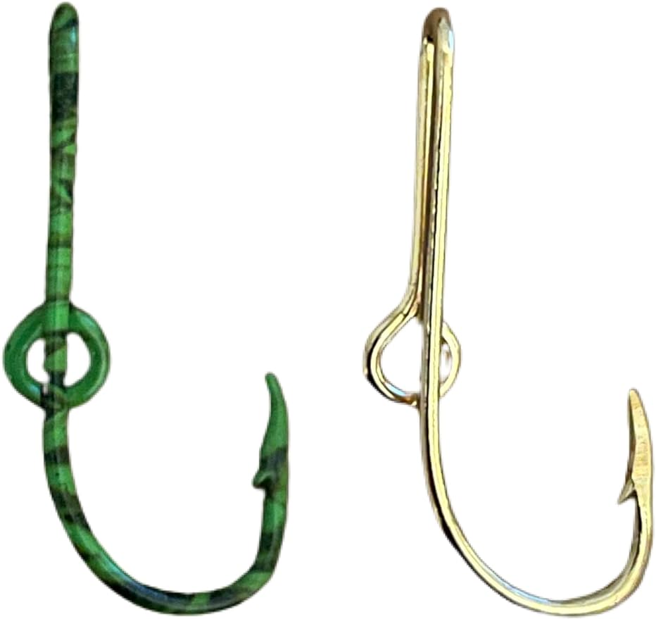 two fish hook hat pins camo and gold hat hook fish hook for hat camo fish hook clip set of two hooks one camo