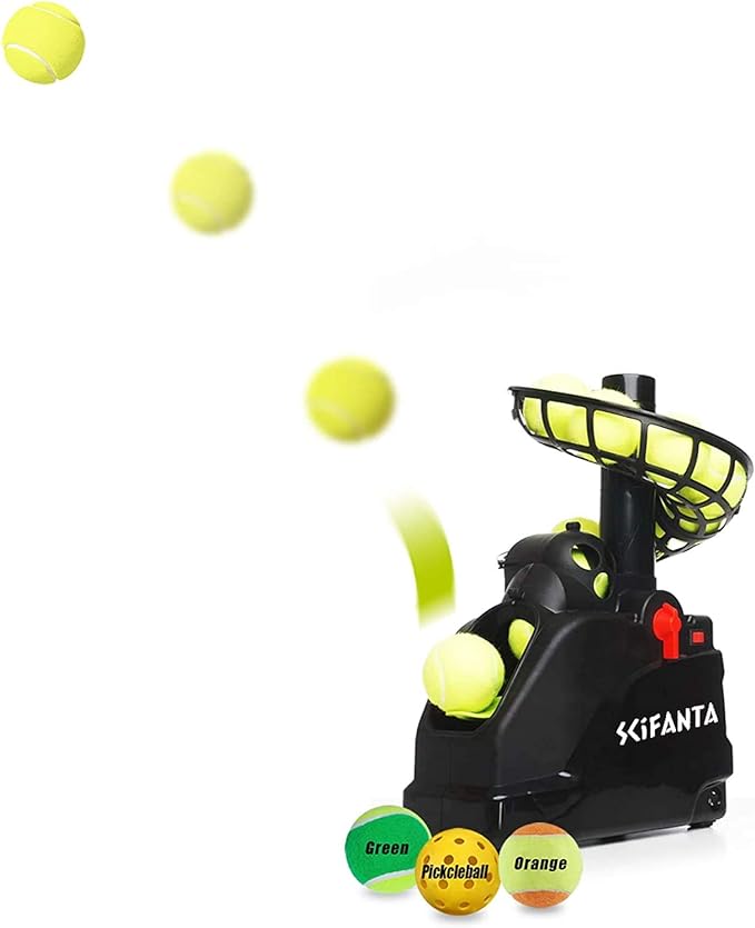 scifanta portable tennis ball tosser for self play ball launcher beginners/kids/coaches/home court
