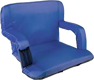 home complete blue wide stadium seat chair bleacher cushion with padded back support armrests 6 reclining