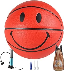 shengy no 5 kids smiling face basketball sweat absorbent pu leather soft and not hurting hands good