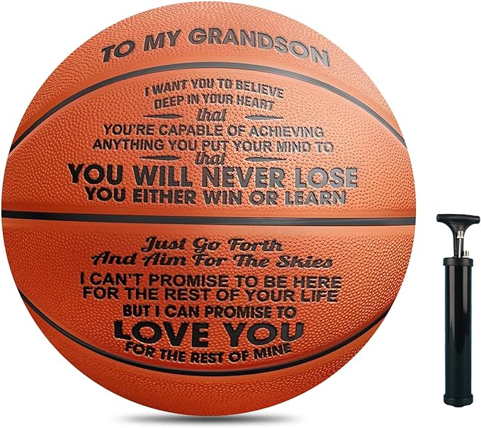 Ancbrut Personalized Basketball Ball Size 7 With Pump Presents For Teen Boy Youth Sports And Outdoor Play Gift Ideas To My Grandson For Birthday/Christmas/Game