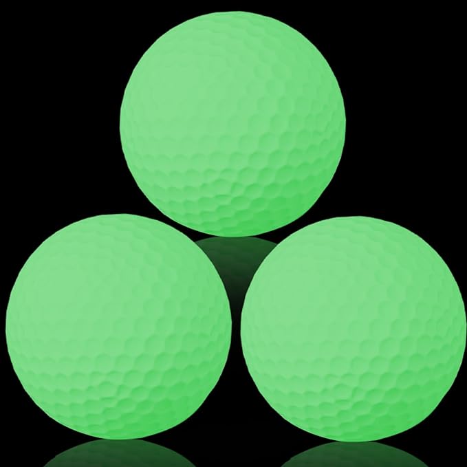 llmsix 3 pieces golf balls glow in the dark golf balls practice golf balls with fluorescent green light and