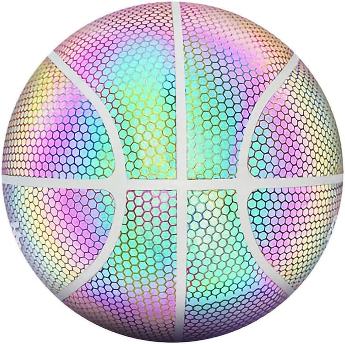 anvirtue holographic reflective basketball ball wear resistant luminous night light ball basketball glowing