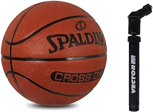 spalding cross over official basketball ball senior men ball size 6 plus air pump  ‎spalding b09362xq22