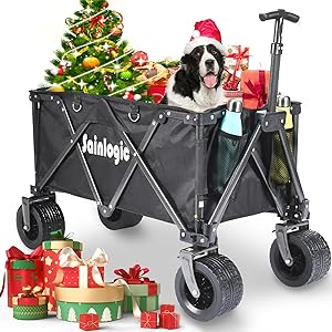 Sainlogic Collapsible Wagon Wagons Carts Heavy Duty Foldable With 240l Capacity And 330lbs Load Utility Beach Wagon With All Terrain Wheels And Brake