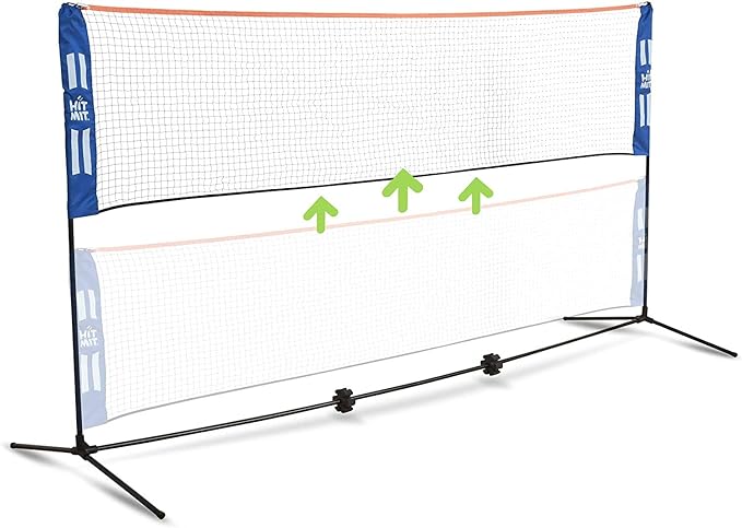 joola hit mit adjustable height portable badminton net set competition multi sport indoor or outdoor net for