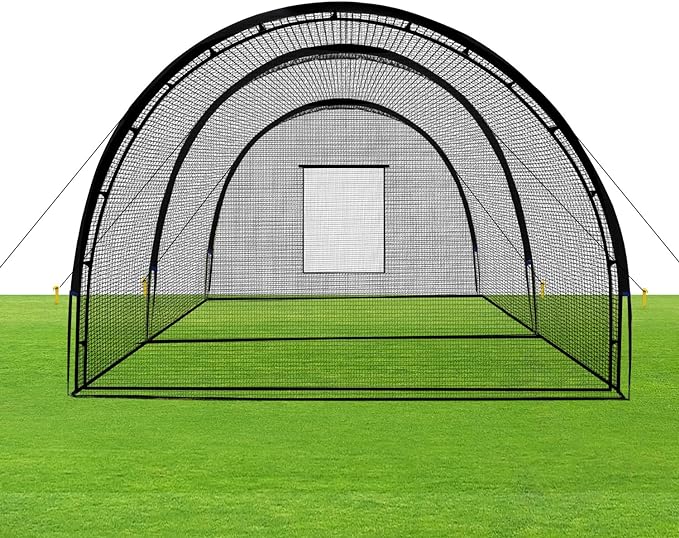 baseball batting cage net and frame batting cages for backyard with pitching machine hole and detachable door