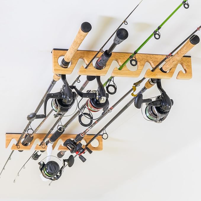 storeyourboard stillwater fishing pole holders for garage wall and ceiling storage rack for fishing rods