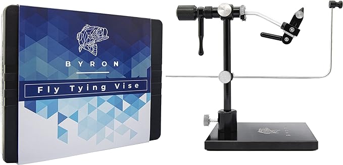 byron rotary fly tying vise with steel screws and portable travel case well made and easy to use fly tying