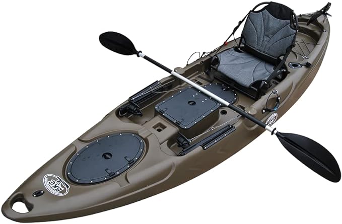 bkc uh ra220 11 5 foot angler sit on top fishing kayak with paddles and upright chair and rudder system